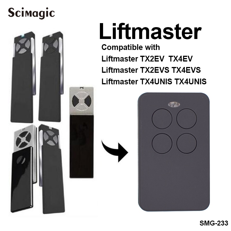 LIFTMASTER Chamberlain TX4UNIS TX2EV TX4EV TX2EVS TX4EVS TX2REV TX4REV garage door remote control 433.92MHz rolling code opener
