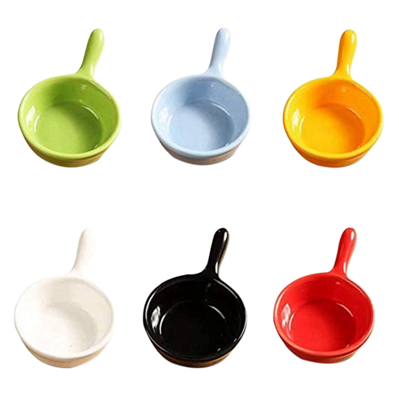 LUDA 6 Pcs Ceramic Sauce Plate Colorful Mini Bowl Set Sauce Garnish Tableware Condiment Seasoning Plate Can Be Stacked: Default Title