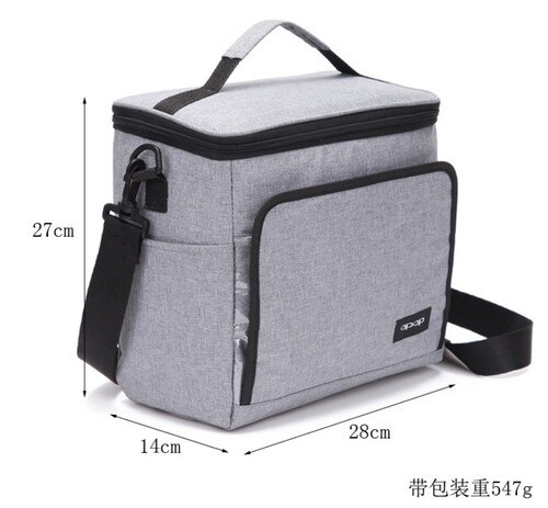 10L draagbare lunch tas thermische picknick doos ijs voedsel dranken koeltas wijn blikjes koeltas voertuig geïsoleerde cool schoudertas: Light Grey