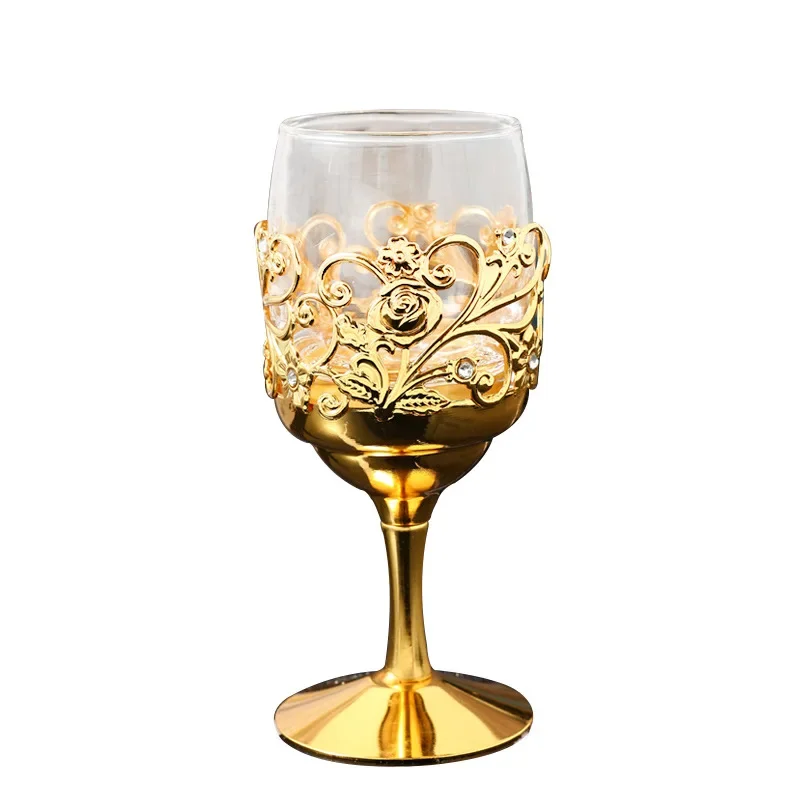 Copas de vino creativas Retro de Ramadán, copa de Vodka, licor, licores, flores doradas, copa de vino de boda de estilo europeo, Vasos
