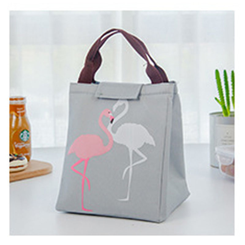 Flamingo tote picknicktassen lunchbox waterdichte thermische isolatie opbergdoos mannen vrouwen kinderen outdoor kamperen strand picknickmand: Grijs