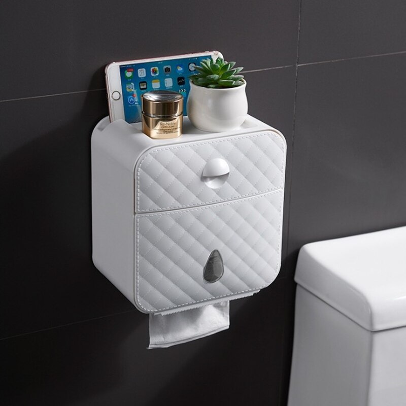 paper holder toilet paper storage box style Multifunctional toilet paper holder waterproof wall mounted toilet paper box