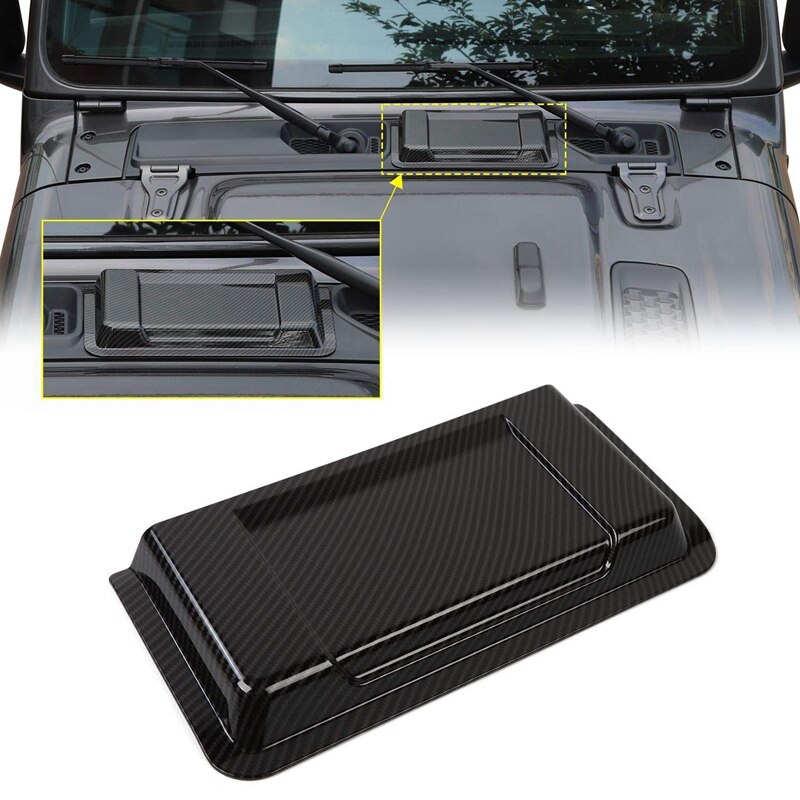 Cowl ABS Engine Inlet Cover Air Intake Hood Vent Scoop for Jeep Wrangler JL JLU , Carbon Fiber: Default Title