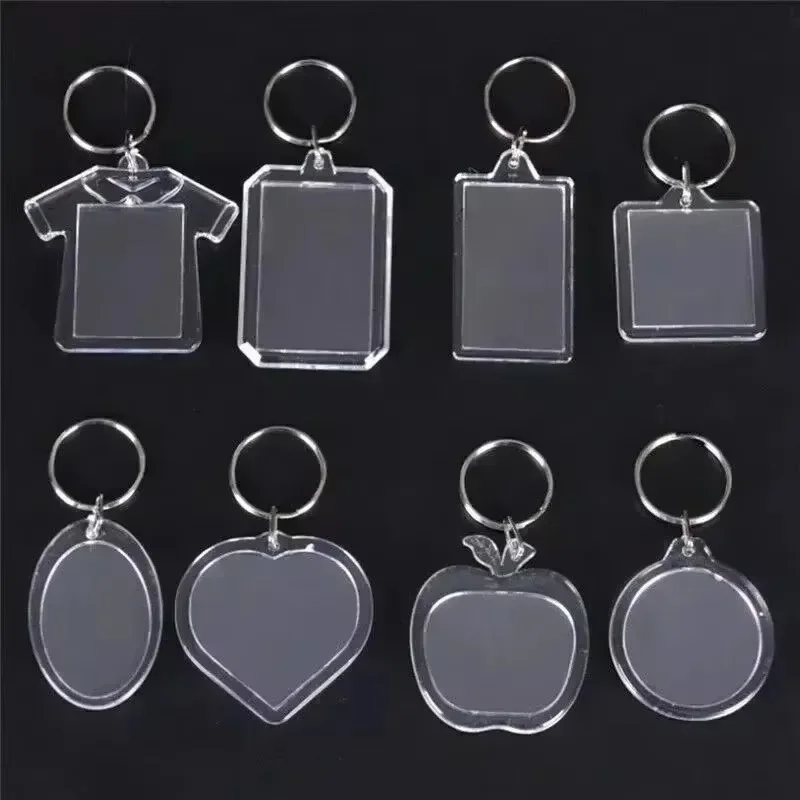 5/50 stuks transparante fotolijst sleutelhanger kwastjes snap-in aangepaste insert foto acryl blanco sleutelhanger duidelijke blanco foto hanger