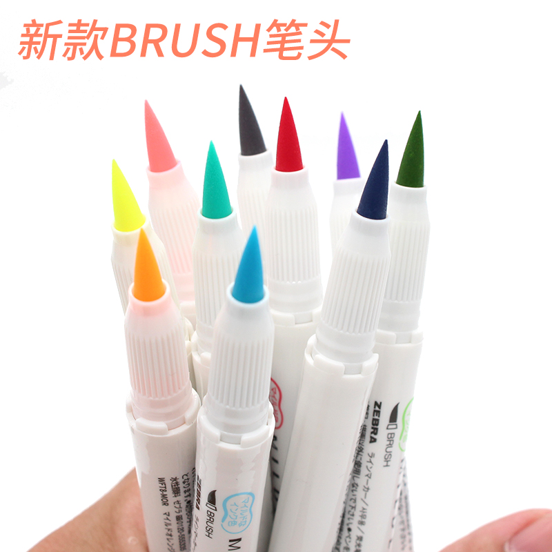 Zebra WFT8 MILDLINER Weichen Pinsel Stift + Harte Spitze Textmarker Doppel Spitze Japan Pastell Farben Marker Stifte