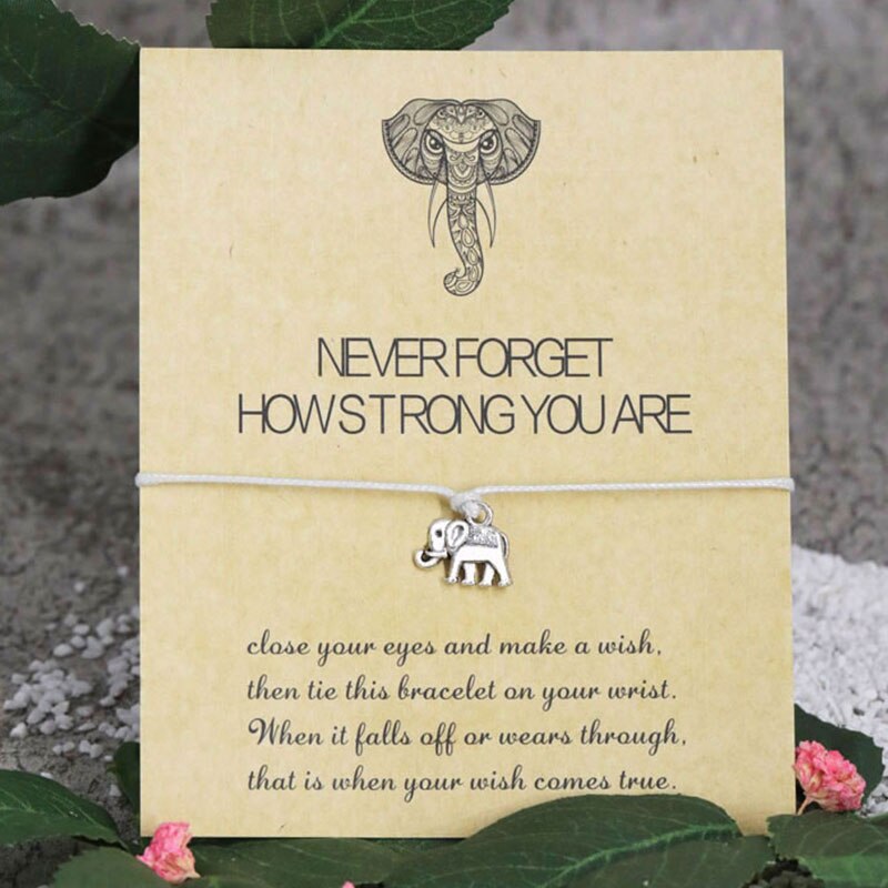 Elephant Wish Bracelet Never Forget How Strong You Are Friendship Bracelet Elephant Jewelry Women Men Inspirational: Gray