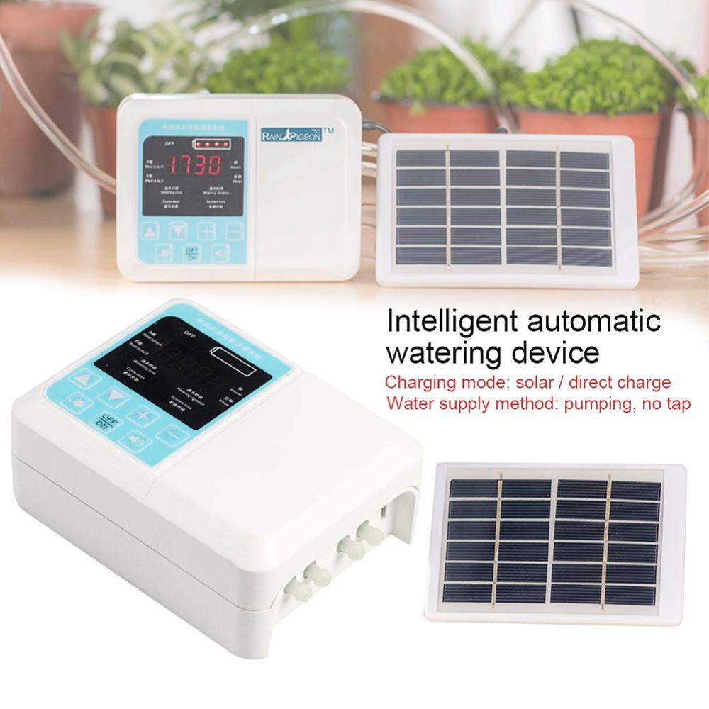 Solcellsanläggning intelligent trädgård automatisk bevattning autoriego energiladdning droppbevattning anordning vattenpump timersystem