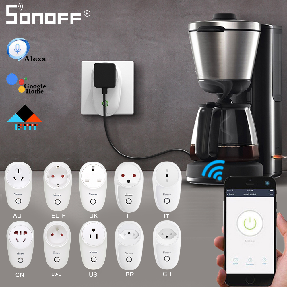 Sonoff S26 Smart Plug - WiFi Remote Control Outlet - 10A Max Current - 2200W Max Power - Google Home Alexa Compatible