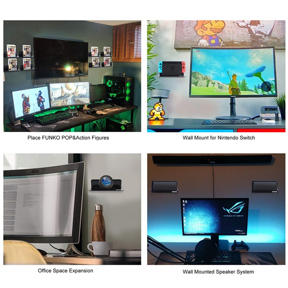 Wall-Mount Loudspeaker Storage Holders Rack Cable Hole Makeup Decorative Small Adhesive Container Acrylic Holders