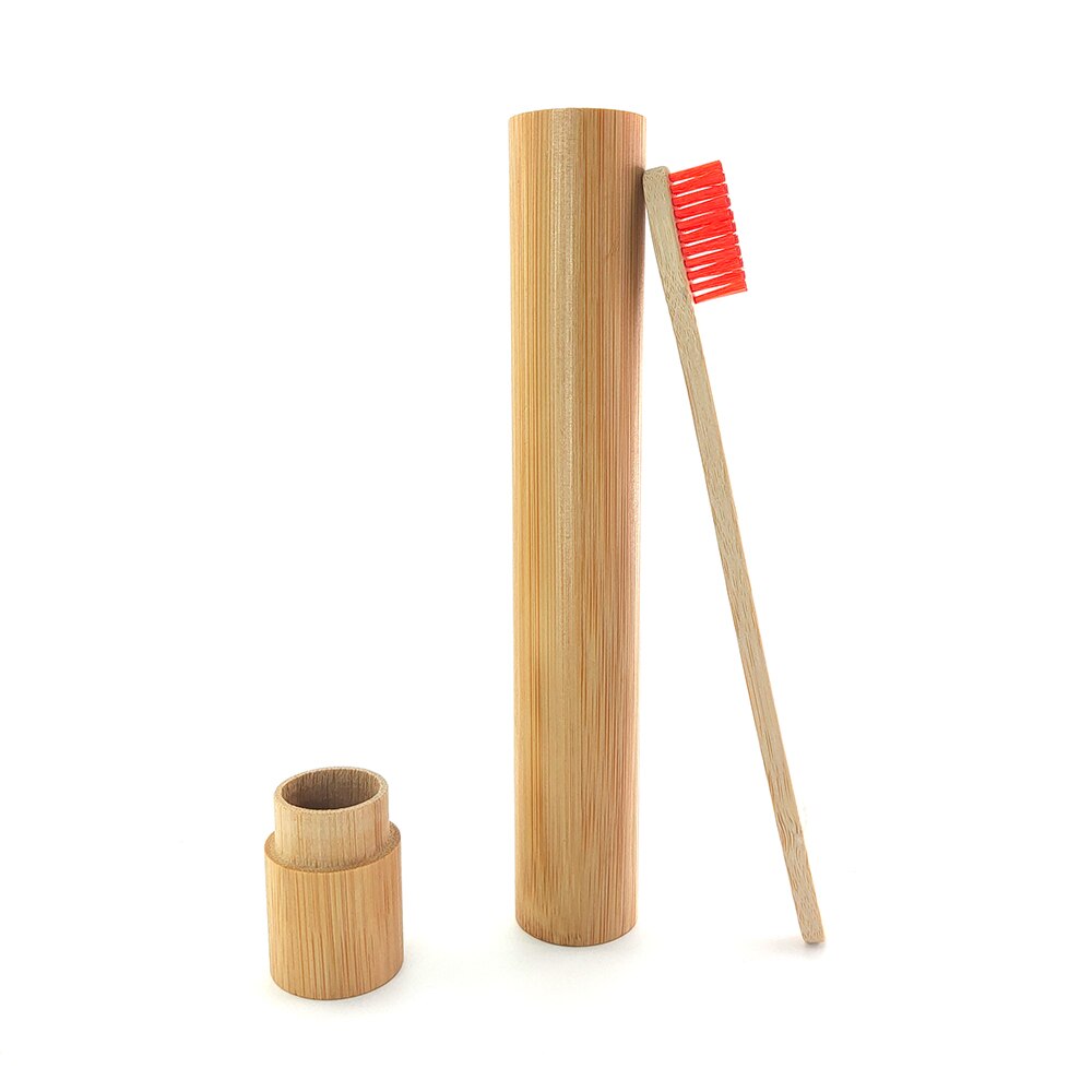 1PC bamboo toothbrush +wooden bamboo tube environmental protection tooth brush tooth cleaning adult oral care travel set: 492-A-1