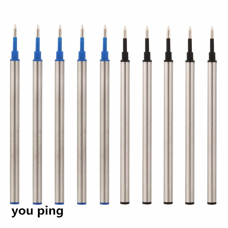 Størrelse 111mm blå sort farve blæk refills rollerball pen 0.5mm nib kontorpapir skrift: 10 stk blå sort