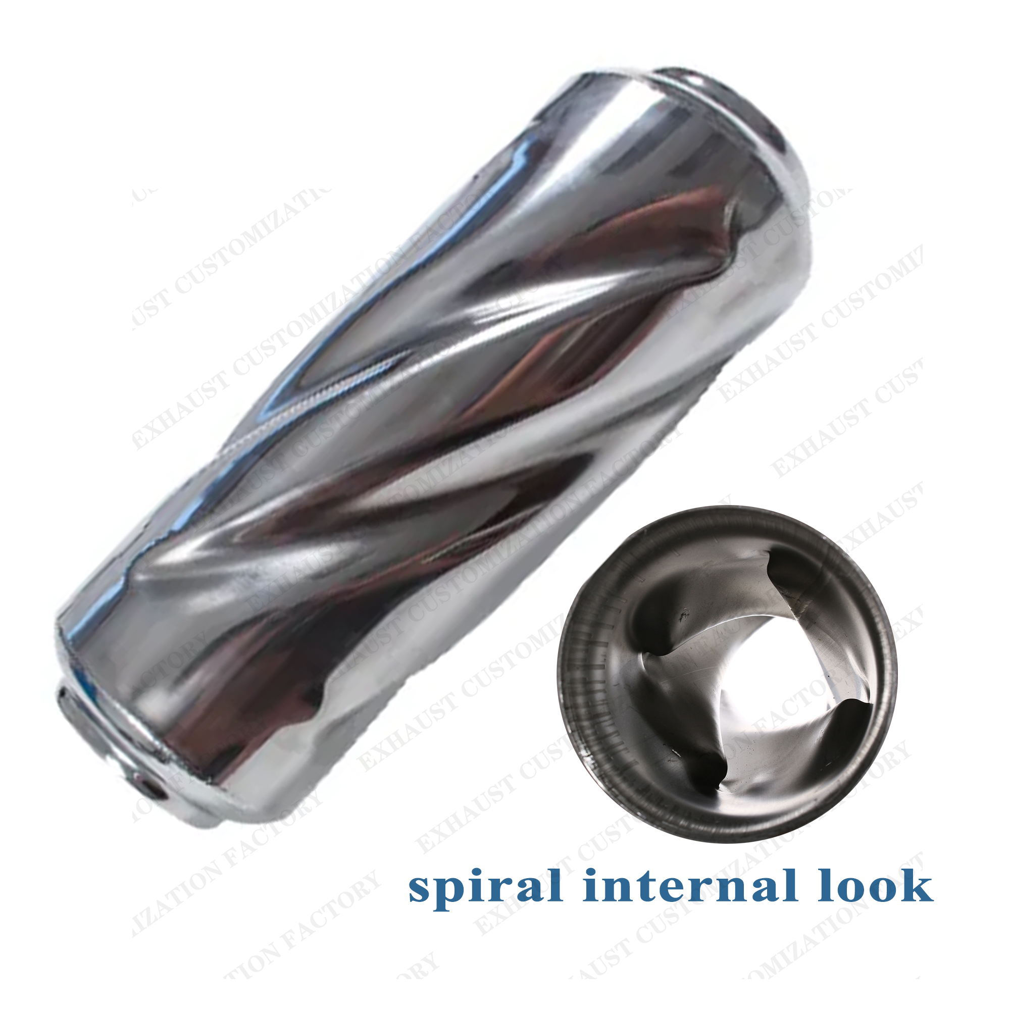 Resonador de escape de rendimiento, silenciador de entrada y salida de 63mm, sistema de escape de superficie en espiral de acero inoxidable 304, accesorios para coche DIY: Multicolor