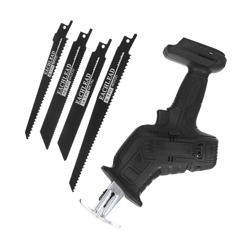 Electric Saw Mini Cordless Reciprocating Saw Woodworking Cutting DIY Power Saws Tool With 4 Saw Blades For Makita 18V Battery: Black