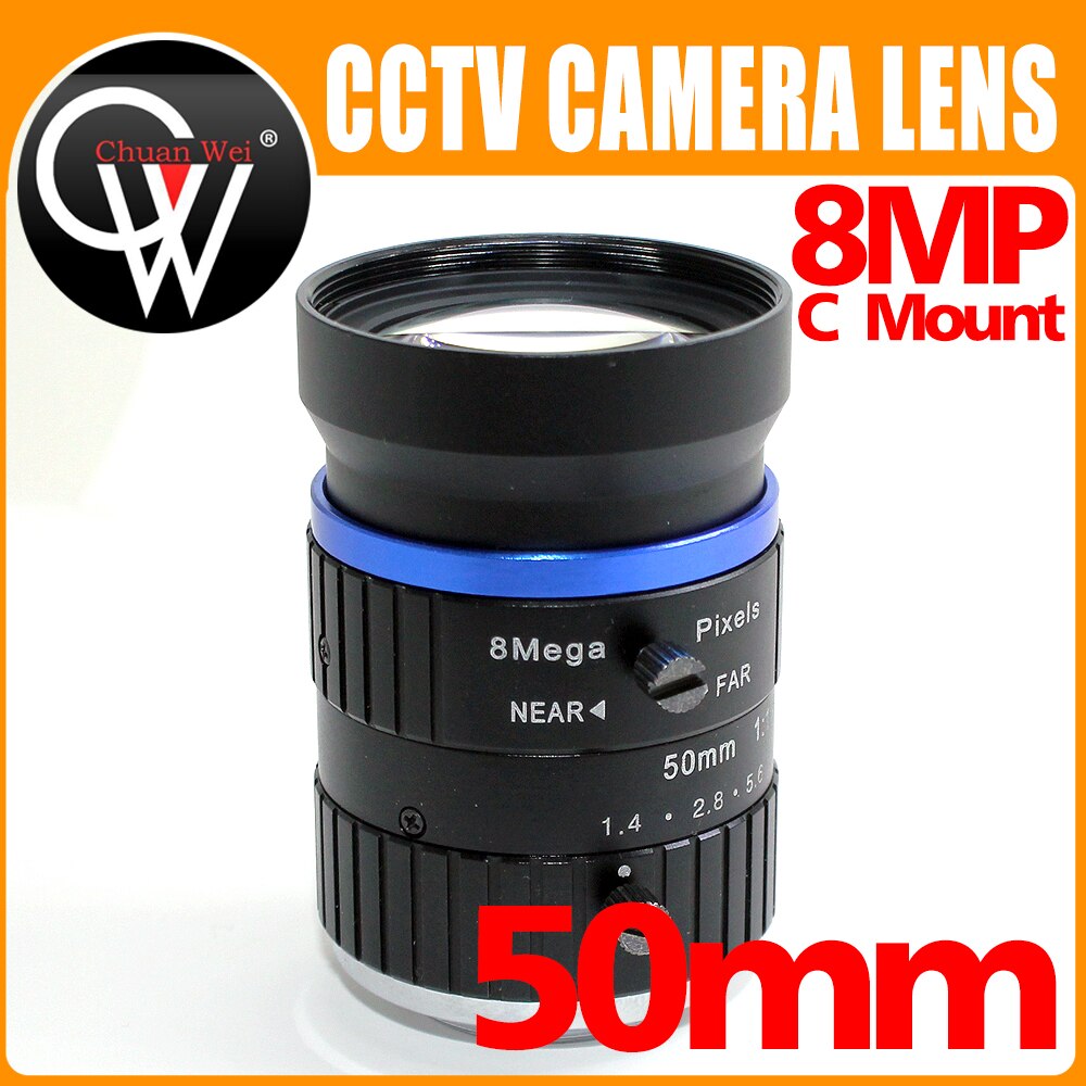 8Mega Pixeis 50mm cctv lens C mount f/1.4 CCTV Lens C Mount 1" CCTV Lens features alloy casing with Camera lens