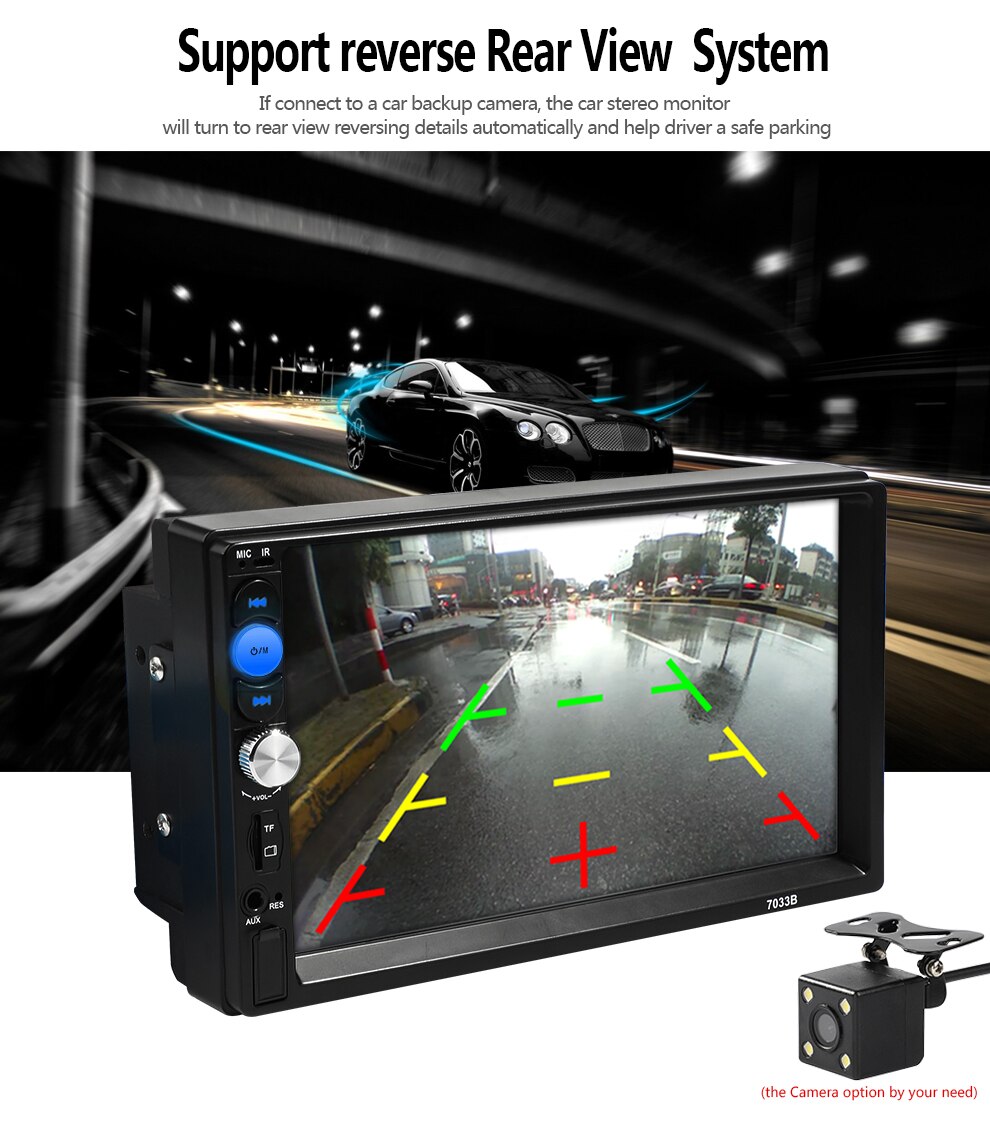 Radio Estéreo 7036B para coche, reproductor MP5, 2 DIN, mirrorlink, Android, 2 DIN, pantalla táctil de 7 ", HD, Bluetooth, Multimedia