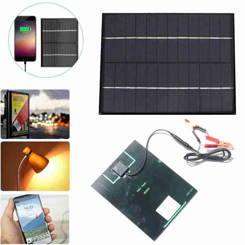 5.2W 12V polycrystalline silicon solar panel with battery 12V volt solar cell mini clip cable