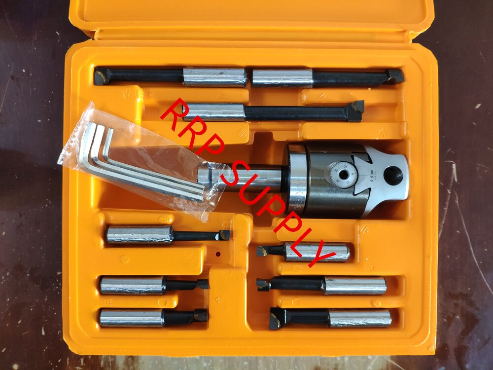 C25 straight shank, F1-12 50mm boring head with C25 25mm shank and 9pcs 12mm boring bars, boring head set