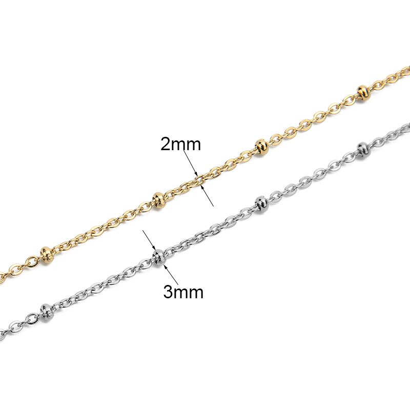 2meters Stainless Steel Ball Bead Chains Necklace Bulk Dia 2mm Golden Link Chains Lot for Diy Bracelet Jewelry Making Supplies