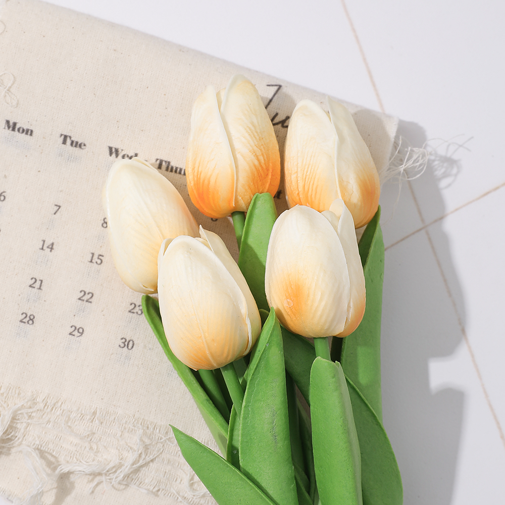 5/10 pçs tulipa flores artificial buquê de tulipa pe espuma flor falsa para cerimônia de casamento decoração casa jardim buquê decoração: L / Transparente