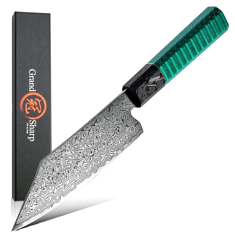 Couteaux de cuisine japonais damas Chef Kiritsuke Santoku, couteau d'office 67 couches VG10 damas en acier, outils Sashimi pour Sushi: 5.5 inch bunka