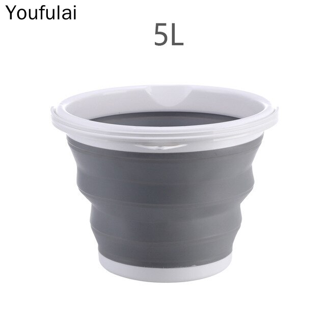 5c Bucket 10L/5L/3L Folding Water Bucket Collapsible Buckets Camping Outdoor Foldable Bucket Fishing Pot Durable Folding Bucket: 5L Grey