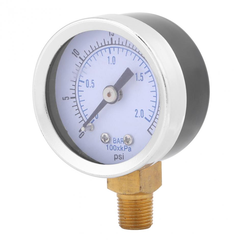 Mini cadran eau huile compresseur compteur hydraulique manomètre pression compresseur mètre métal manomètre 0-30psi 0-2bar