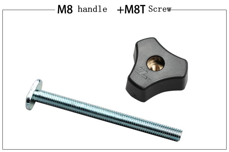 Riel de aluminio t-track t-slot, Riel de 300mm/400mm/500mm/600mm/800mm, ranura de fijación de tornillo T para Sierra de mesa herramienta de carpintería: M handle andM8 screw