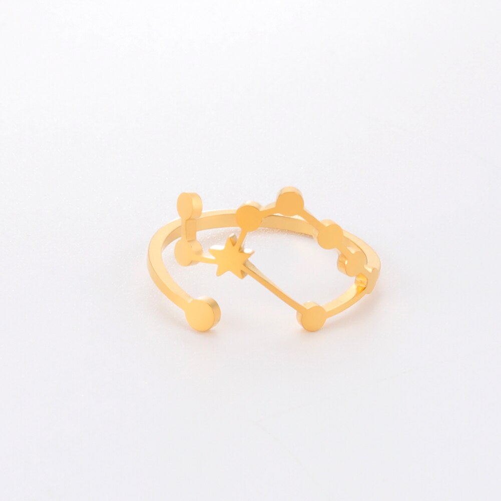 COOLTIME 12-Sternbild-Damenring, Edelstahl, Sternzeichen, verstellbare Ringe, Löwir, Jungfrau, Waage, Fische, Schmuck, Geburtstagsgeschenk: Fluoreszierende