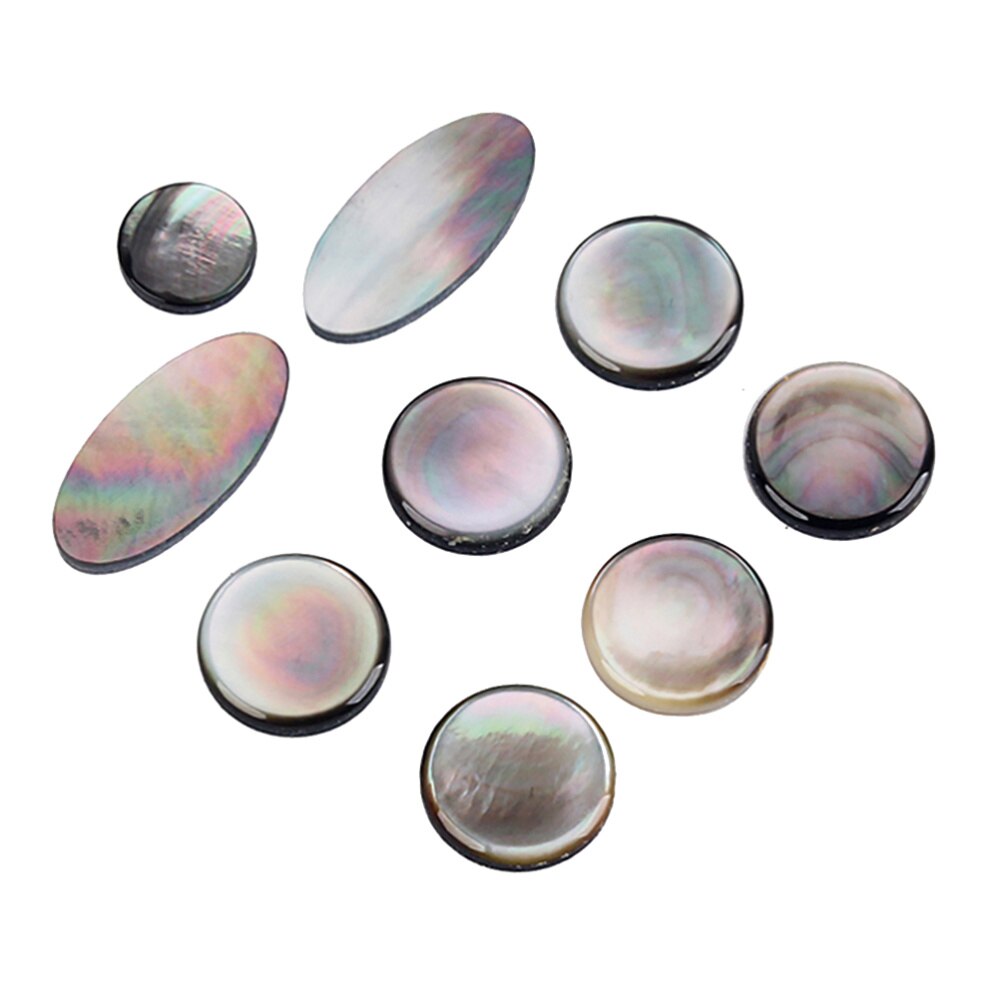 9-Piece Saxophone Key Button Inlays Set - Shell Material - For Alto, Tenor, Soprano Saxophones: Black