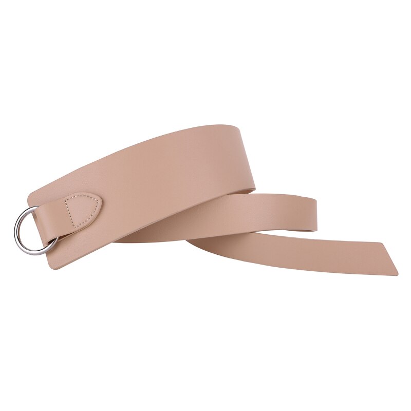 Cinturón de cuero ancho con lazo para mujer, cinturón de corbata para mujer, rojo y negro, cinturones de ocio para vestido de boda para mujer, de: Apricot