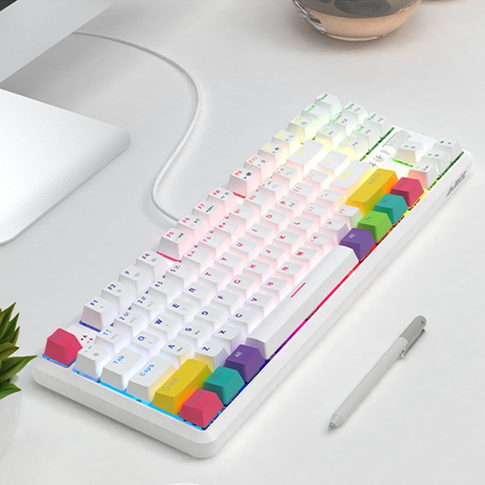 Ajazz K870T Mechanische Toetsenbord Met Rgb Backlit Draadloze Bluetooth Gaming Toetsenbord Pbt Keycaps 87 Toetsen