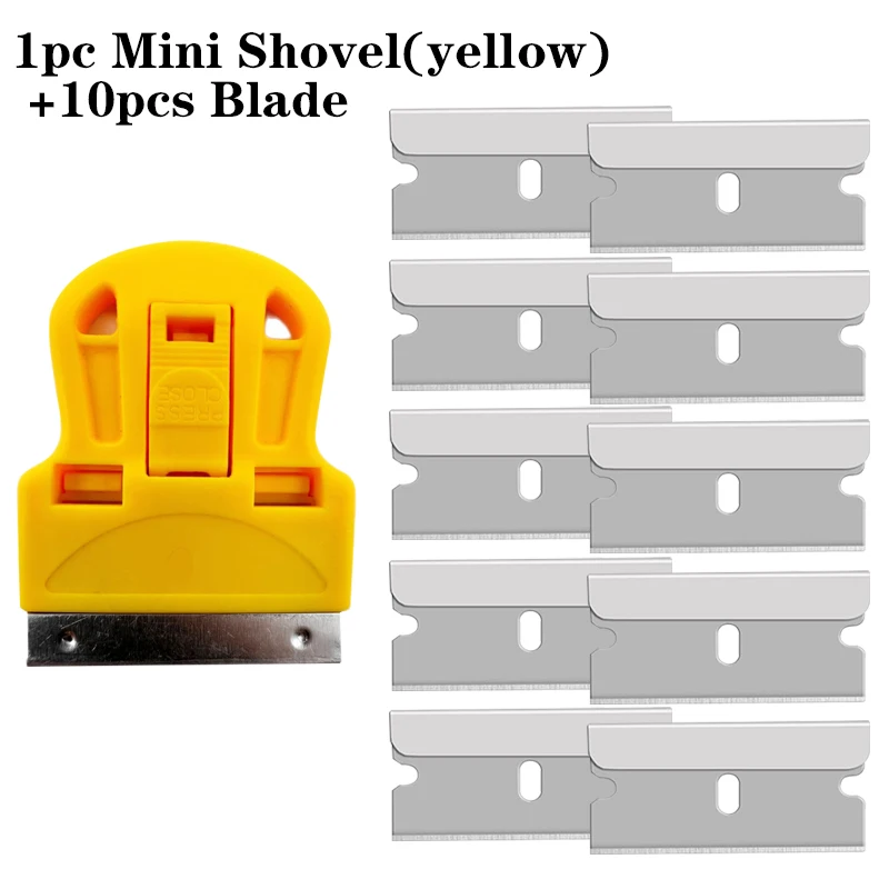 11/1pcsScraper, Scraping Off Stickers, Paint and Old Glue, Glass and Car Window Film Adhesive Remover Mini Shovel with Blade: Yellow