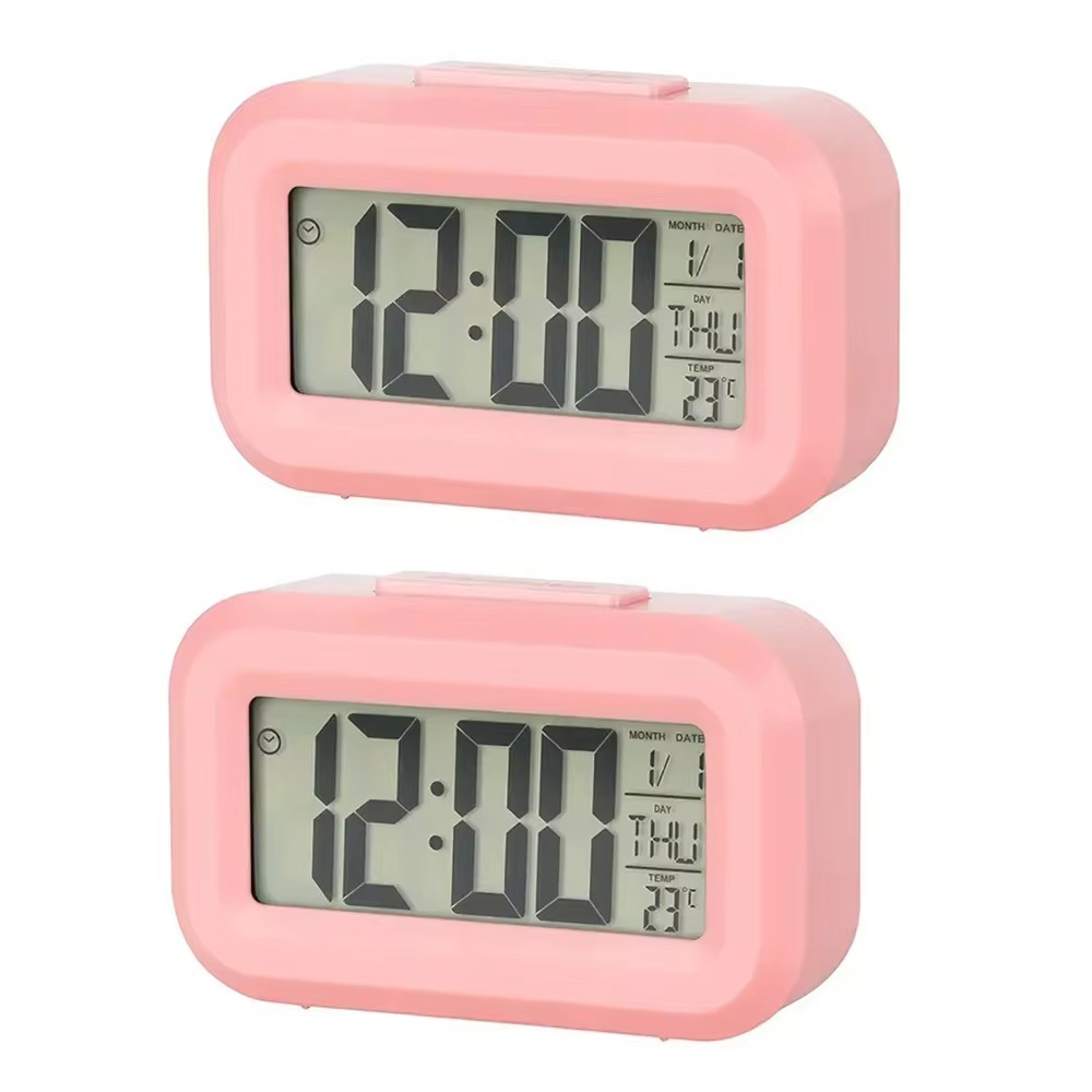 LED Digital Wecker Hintergrund beleuchtung Schlummer Daten Zeit kalender Desktop Multifunktions elektronische Hintergrund beleuchtung Tisch uhr: WHITE