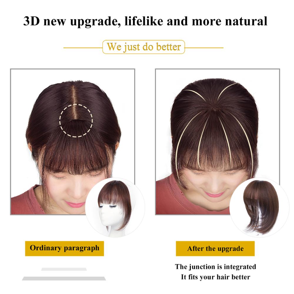 Isaic Dark Brown/Black Synthetic Hair Fringe Clip Bangs Clip In Hair Extension 3D Natural Franch Bangs High Temperature Fiber