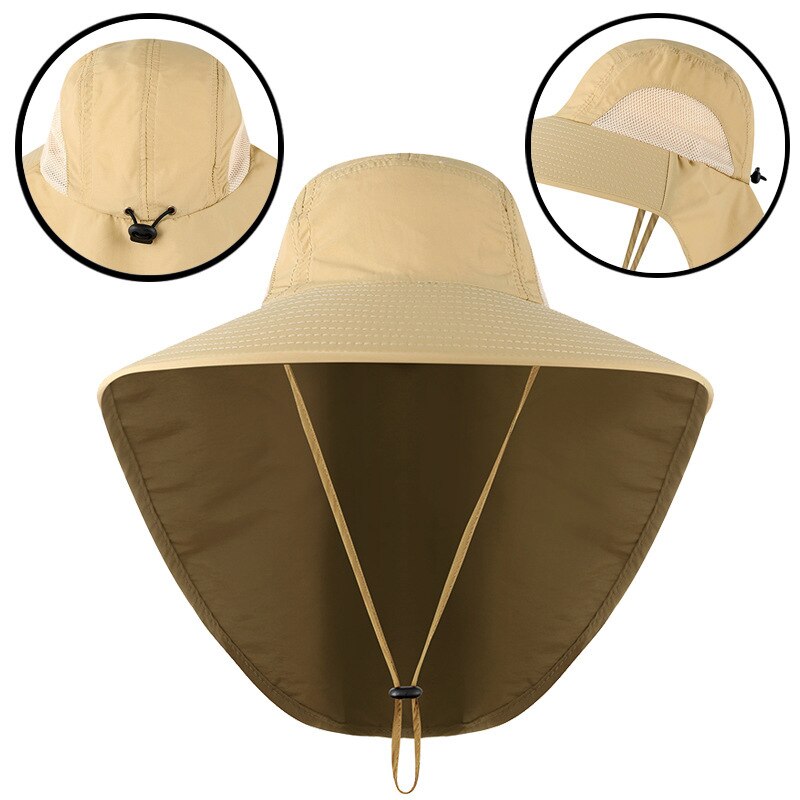 Chapeau de Protection contre les UV pour le cou, casquette de Protection solaire à large bord, pour voyage, Camping, randonnée, bateau: Kaki