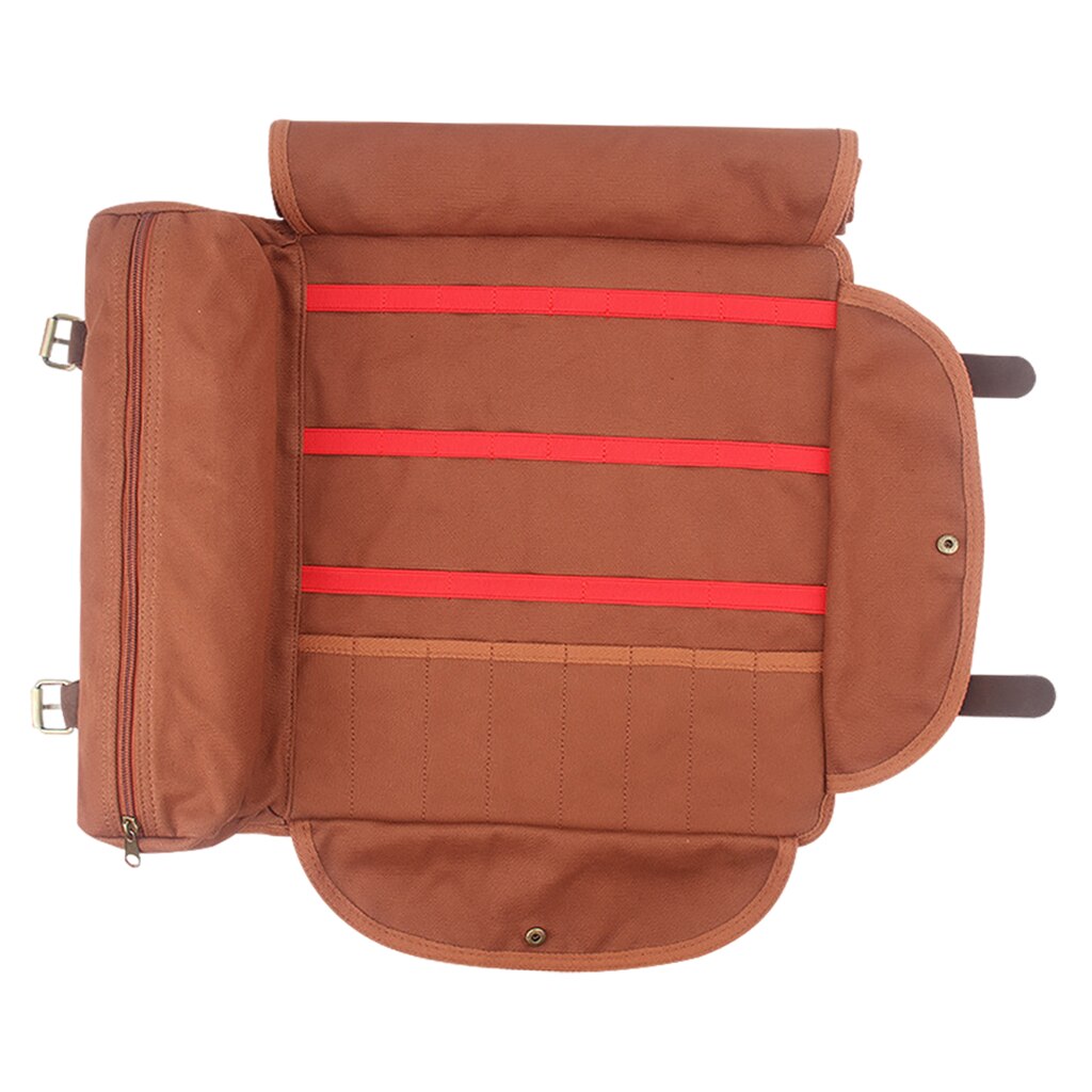 Kit de Bolso grande para almacenamiento de barman, bolsa de transporte con correa de hombro ajustable, conjunto de herramientas de barra, estuche portátil para fiestas: Castaño