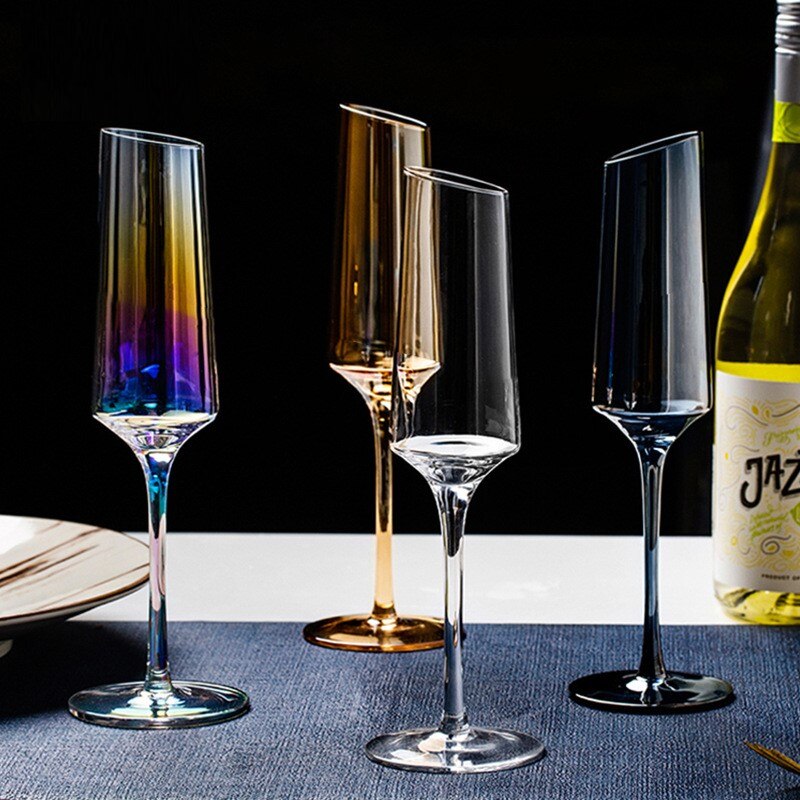 Verres en biseau en cristal Transparent, verres colorés, Style nordique Ins, changement de couleur, tasse à vin