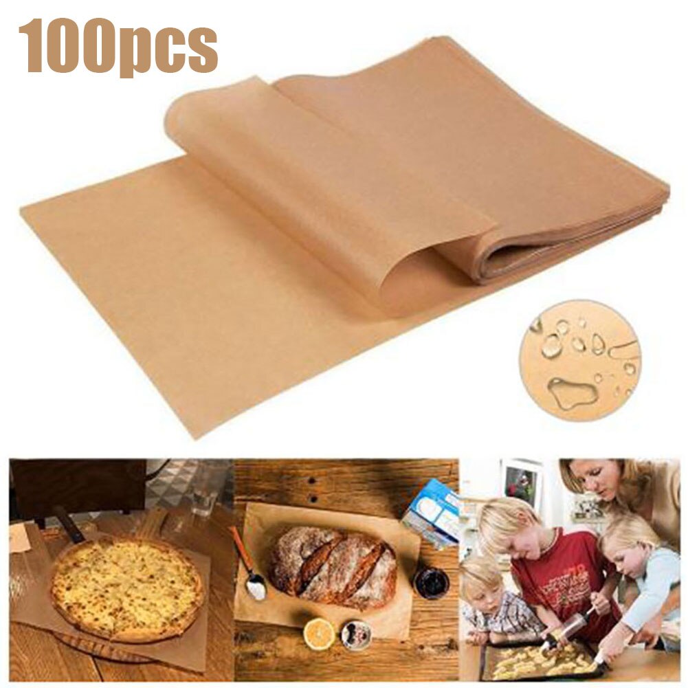100pcs Unbleached Parchment Paper For Kitchen Oil Absorption Rectangular Proofheat Resis Liner Suitable Baking Paper