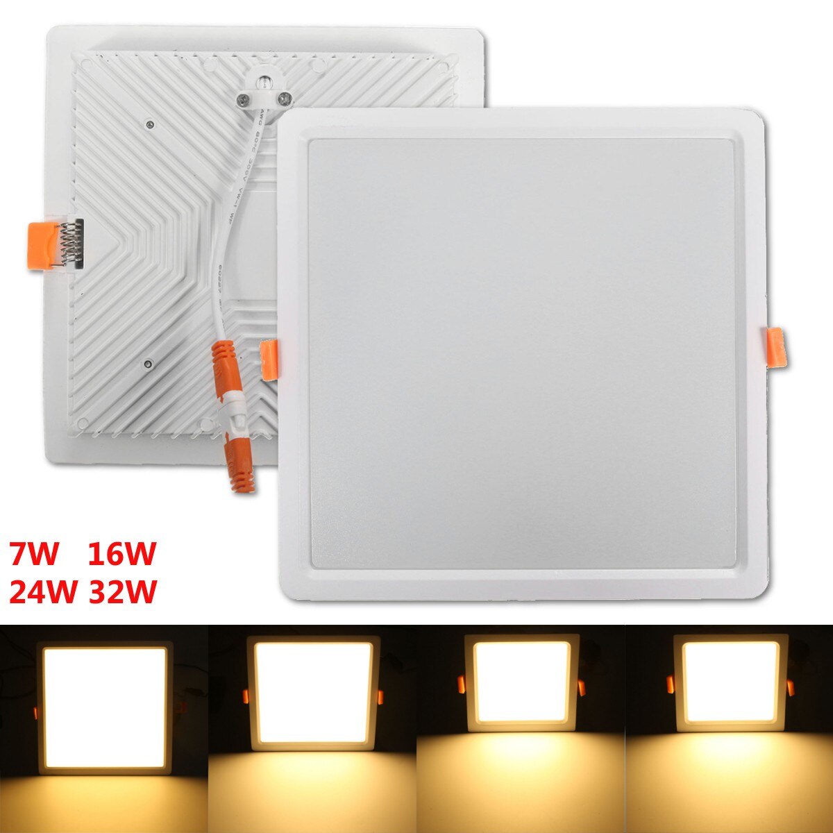 Jiguoor Led-lampjes Lamp Ultradunne Inbouwdownlight Vierkante AC85-265V Armatuur Plafond Onderaan Lichten Lamp Warm Wit