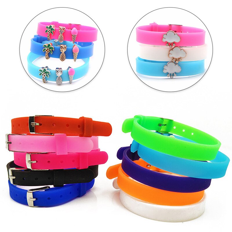 5pcs Silicone Wristband Bracelet Casual Bangles Wrist Band Sports Jogger Running Adjustable Jewelry Accessories