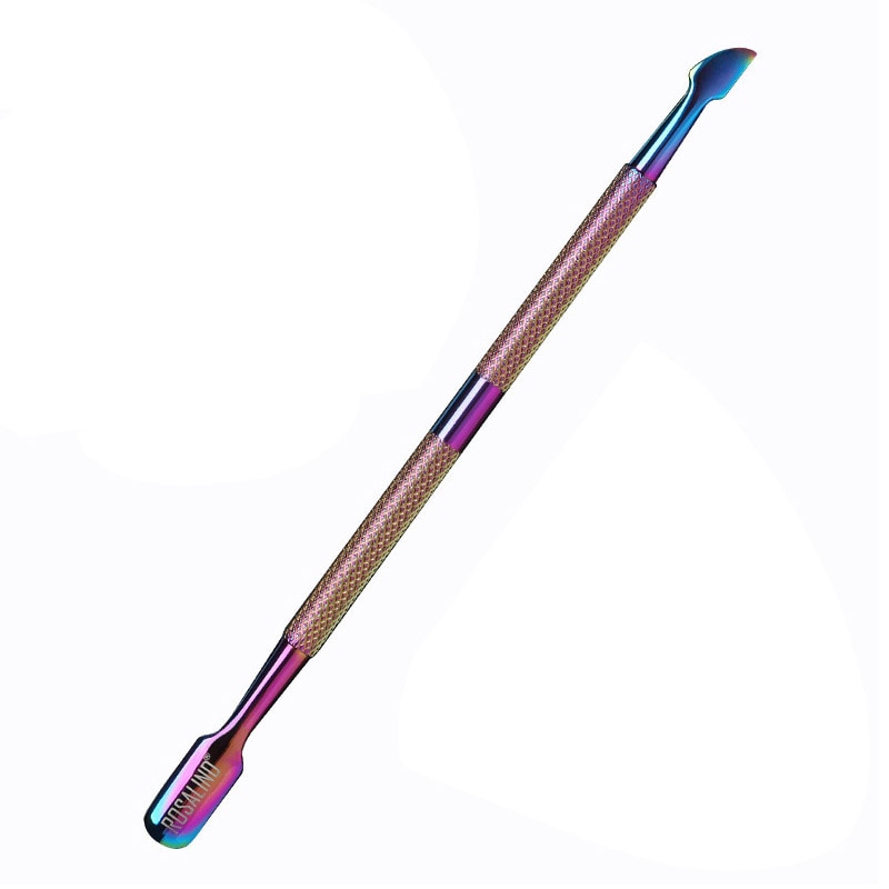 Pala de acero inoxidable con doble cabezal para retirar las cutículas de la piel muerta, limpia uñas de manicura y pedicura, 1 unidad