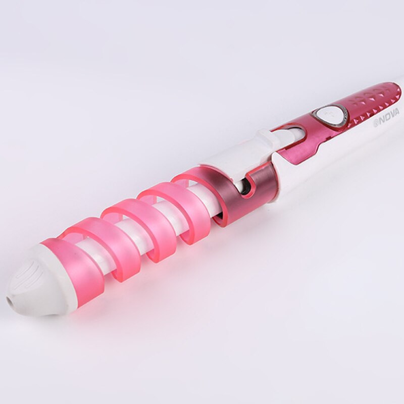 Roterende keramische stylingtools, krultang, haargolf, peerbloemkegel, elektrische haarkrultang, roller: Roze