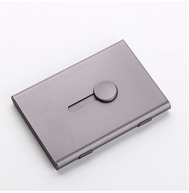 Hand push Business Name Cards Wallet Holder Aluminum Metal Pocket Case: gray