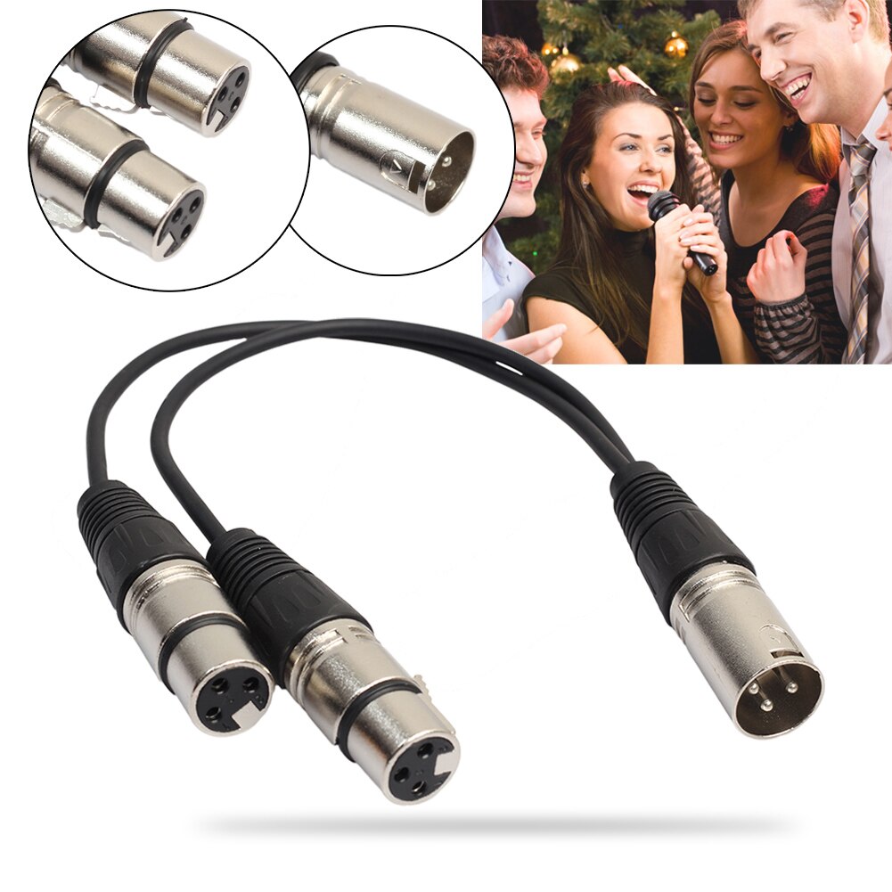 PVC Material XLR 3 Pin Male to 2 XLR Female Connector Microphone Extension Cable Cord S Microphone Cable for Studio Recording