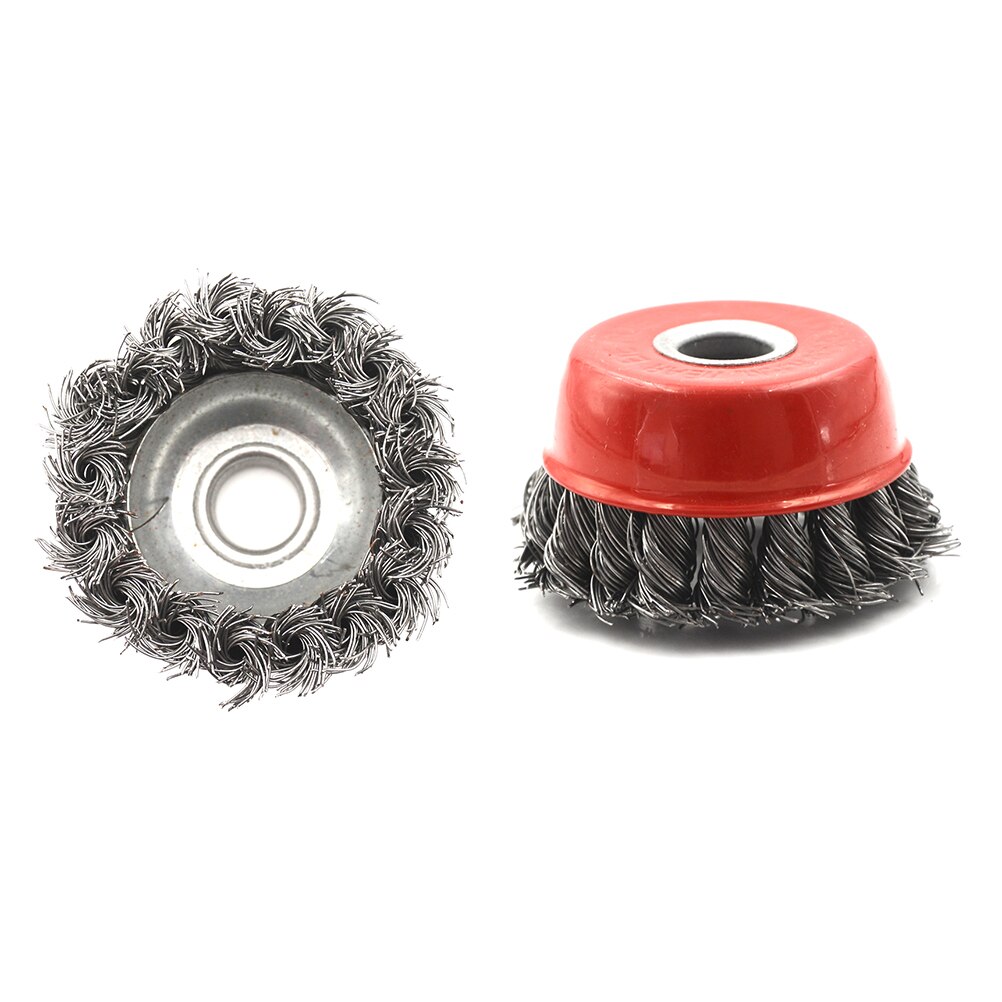 75mm 3" Rotary Steel Wire Brush Steel Wire Wheel Knotted Cup Brush Crimp Cup Wheel For Angle Grinder