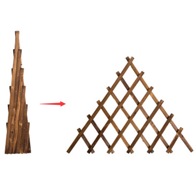 Folding Wooden Trellis Anti-Corrosion Triple-cornered Expandable Plant Climbing Lattice Trellis Decorative Garden Fence