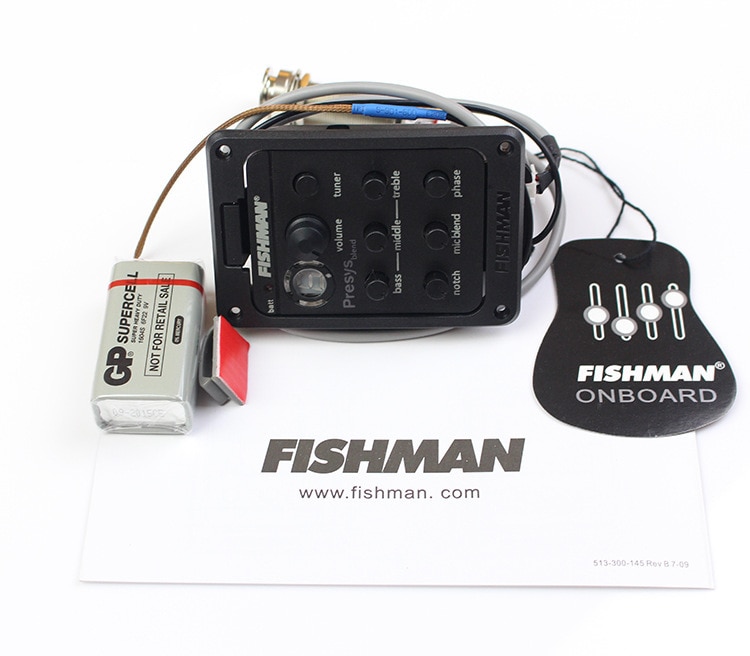 Fishman 301 4-Band EQ Equalizer Acoustic Guitar Preamp Piezo Pickup Guitar Tuner with Mic Beat Board Top