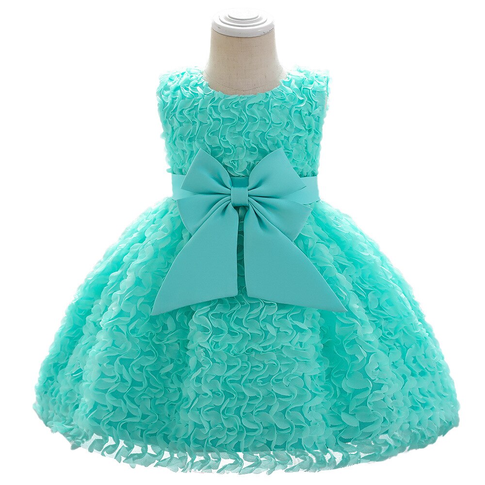 Vestido de baile verde para niña, bata de bautizo para bebé, vestido de primer cumpleaños, ropa para niña pequeña: L1979XZ-Green