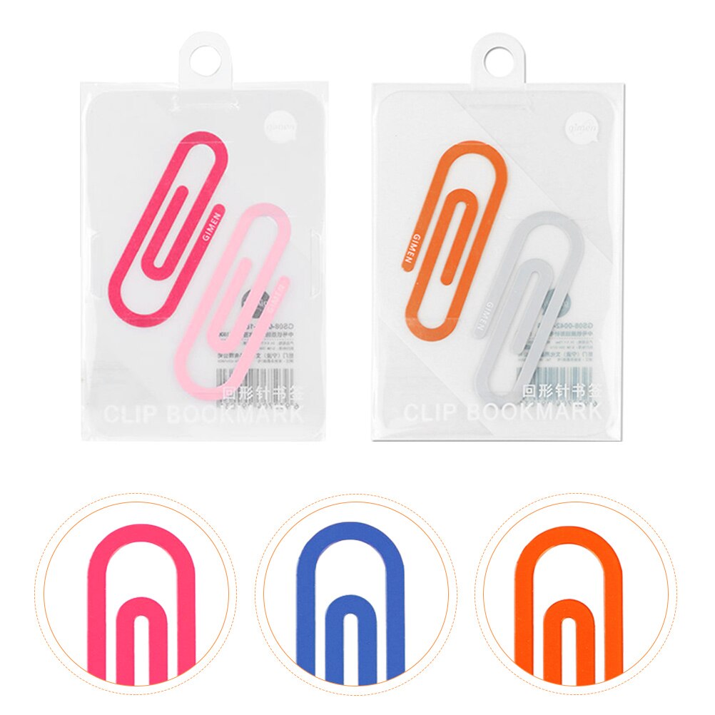 4Pcs Multi-function File Clips Lovely Paper Clamps Iron Paperclips Book Markers for Students