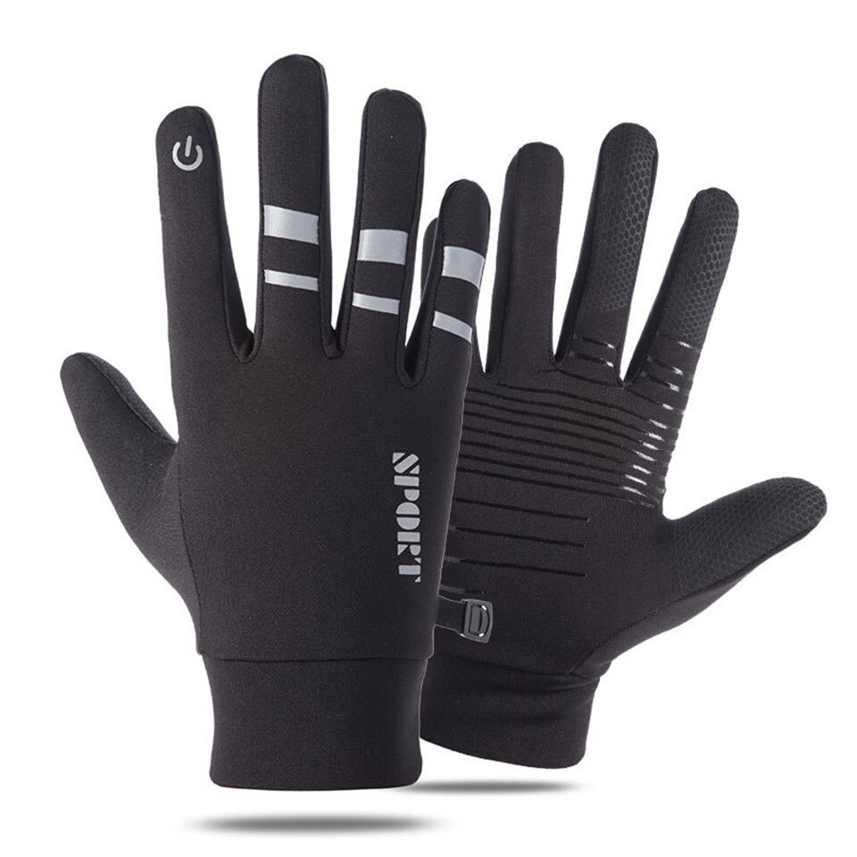 Cycling Gloves Reflective Back Anti-Slip Warm Winter Gloves Waterproof Touch Screen Cycling Gloves: black / M
